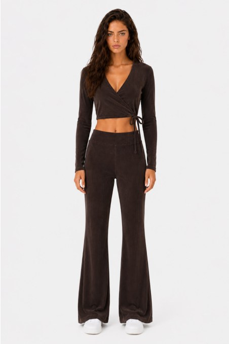 FLARED HIGH WAISTED CORDUROY PANTS-26831064-324