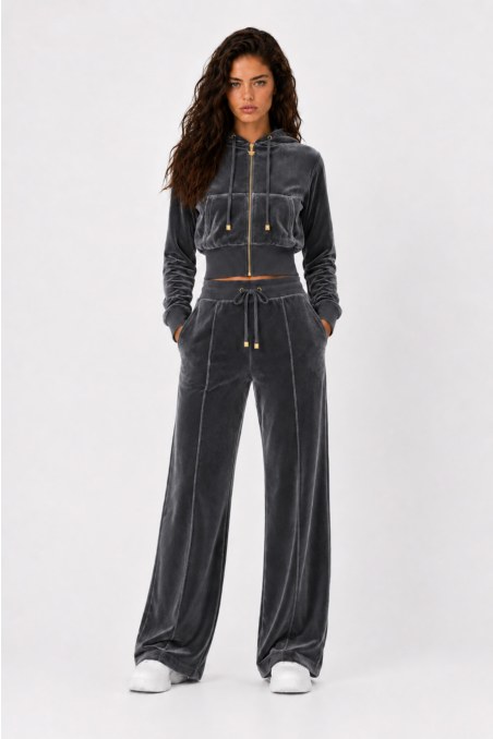 HIGH WAISTED VELOUR PANTS WITH OUTER SEAM-26831073-842