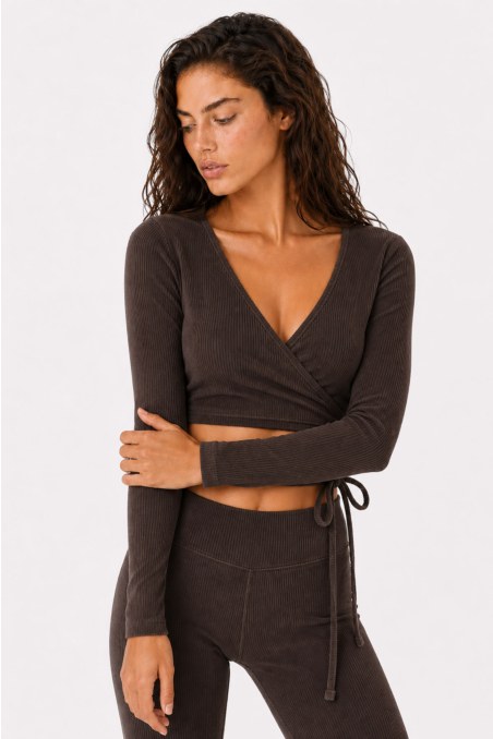 MONOCHROME CORDUROY WRAP CROP TOP-26832064-324