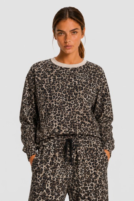 LEOPARD PRINTED LONG-SLEEVED COTTON SWEATSHIRT-26832079-302