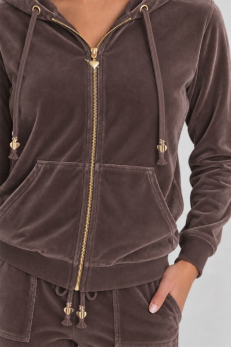 FASHION BASIC VELOUR HOODED JACKET-26833000-332