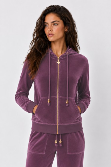 FASHION BASIC VELOUR HOODED JACKET-26833000-816