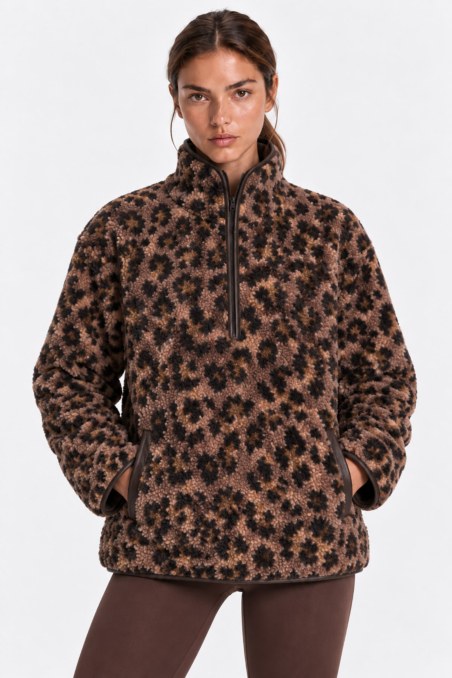 ANIMAL PRINTED FAUX SHEARLING OVERSIZED SWEATSHIRT-26833053-310