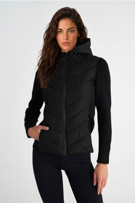 QUILTED PUFFER FITTED JACKET WITH SCUBA-EFFECT SLEEVES-26833056-110