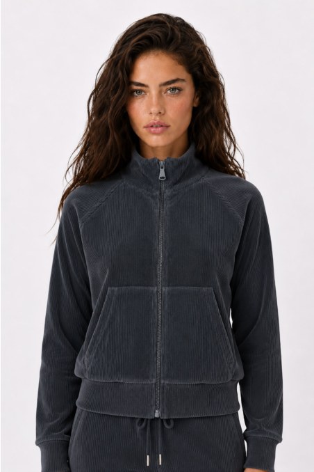 COLLAR ZIPPED CORDUROY JACKET-26833065-995