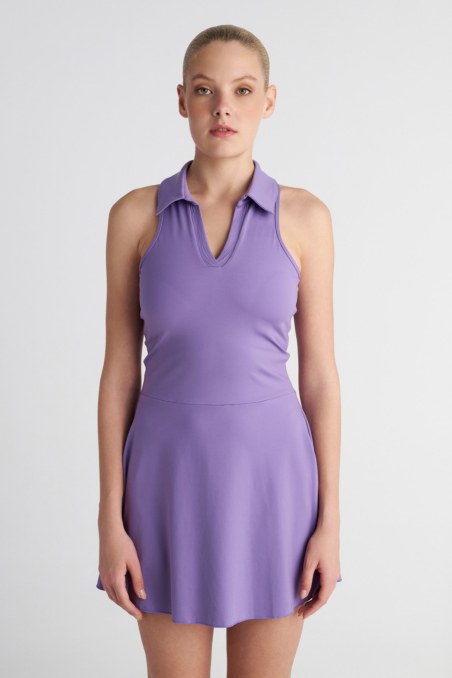 SLEEVELESS MINI DRESS WITH COLLAR AND ATHLETIC BACK-26844026-805
