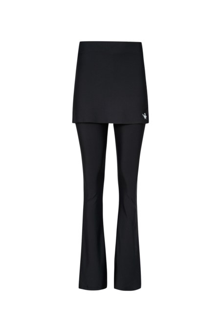 HIGH WAISTED FLARED SPORTS LEGGINGS/PANTS WITH BUILT-IN MINI SKIRT-26845042-110