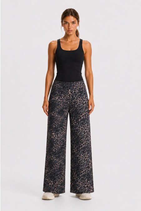LEOPARD PRINTED HIGH WAISTED SPORTS PANTS-26861079-214
