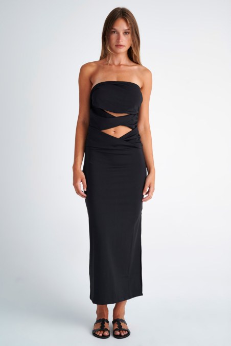 'KENDALL + KYLIE' ΣΤΡΑΠΛΕΣ ΜΑΚΡΥ ΦΟΡΕΜΑ ΜΕ ΣΤΡΙΦΤΗ ΛΕΠΤΟΜΕΡΕΙΑ-KKW403038-001