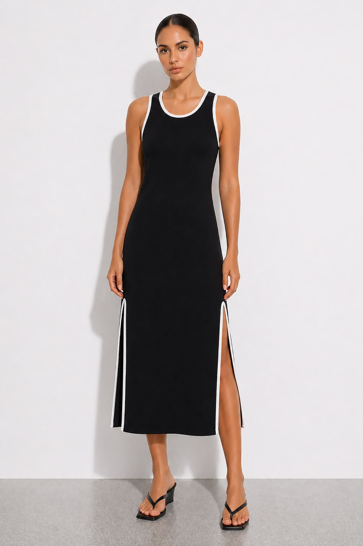 sugar free dress black HARMONY vneck halter dress – SUGER main image 0